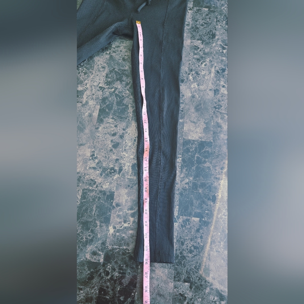 Year of Ours Black High-Waist Ribbed Lace-Up Leggings & Long Sleeve Top S M #87 - Picture 7 of 14